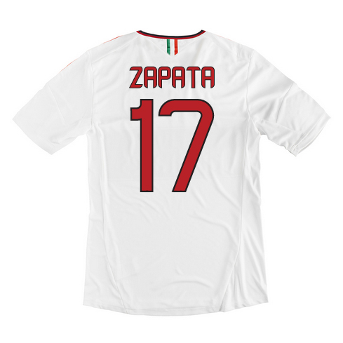 13-14 AC Milan #17 Zapata Away White Soccer Shirt - Click Image to Close